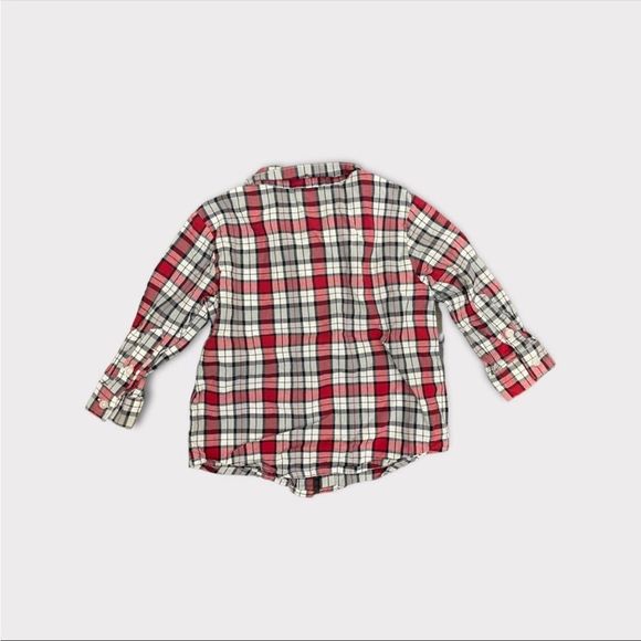 GEORGE| 3/$15| Baby Boy's Red, Black and Gray Plaid Button Down Long Sleeve - Picture 2 of 3